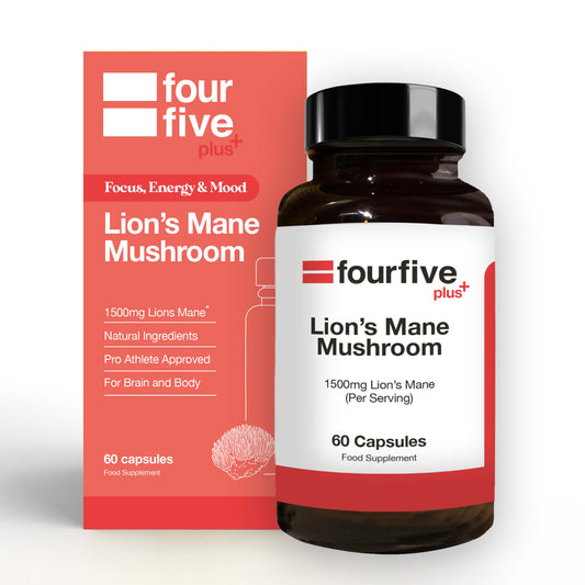 Fourfive Lions Mane Mushroom  1500mg 60 Capsules for Cognitive Health.