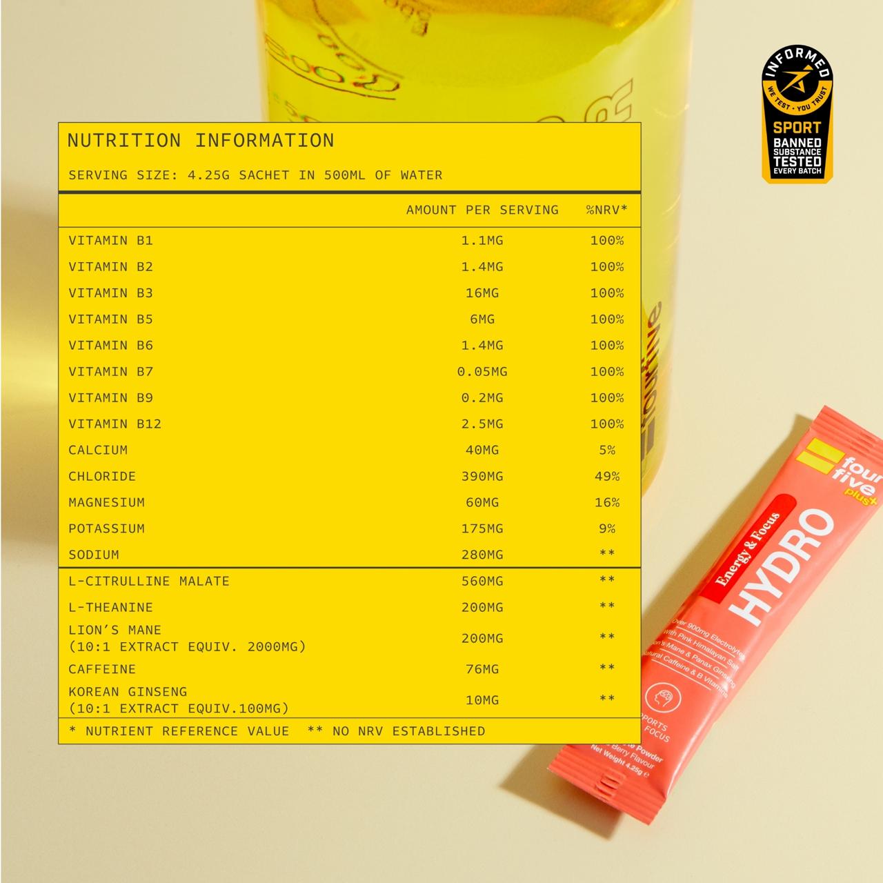 Hydro Hydration Energy & Focus Sachets